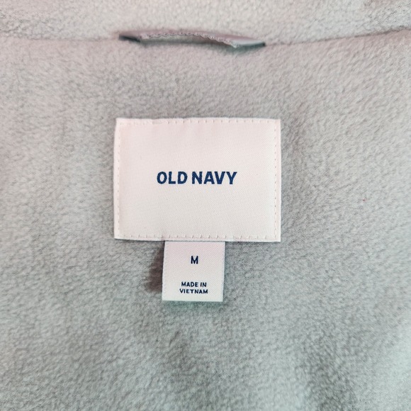 Old Navy Puffer Vest Womens M Gray Jacket Fleece Lined Medium Solid Cozy - Picture 5 of 6